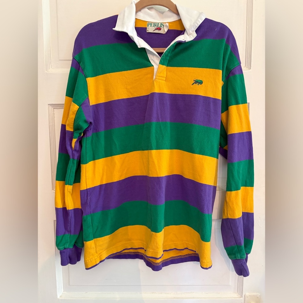 Perils Striped Long-Sleeve Rugby Shirt - perfect for Mardi Gras